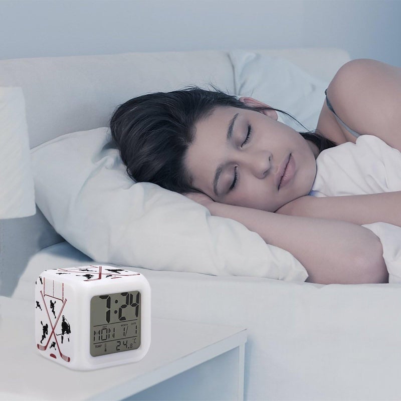 XUWU Hockey Ball Alarm Clock for Kids Boy Girl 7 LED Color Changing Wake Up Clock Home Decor Bedroom Digital with Temperature Display - Image 5